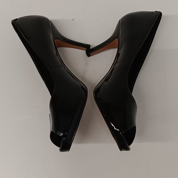 Vince Camuto Women's Black Patent Leather Peep Toe Pumps - US8 - Picture 4 of 10